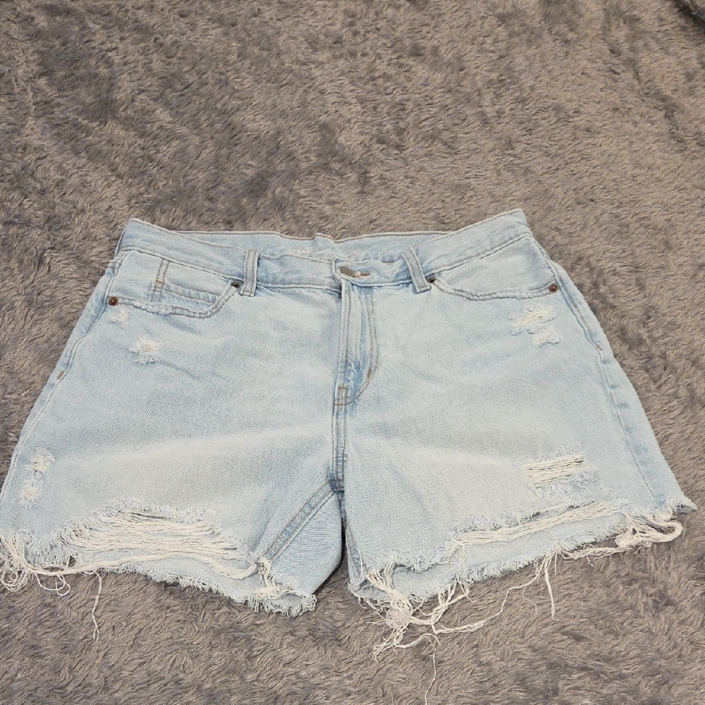 Old Navy Light Blue High-Rise Distressed Denim Shorts Size 12!